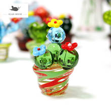 Figuritas de Cactus de cristal de Murano hechas a mano, decoración de escritorio para el hogar, adornos artesanales creativos, coloridos, lindos, regalos de plantas en miniatura para niños 2024 - compra barato