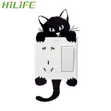 Hilife adesivo de parede 3d para interruptor, adesivo diy à prova d'água e óleo para quarto infantil, cozinha, banheiro, gato fofo 2024 - compre barato