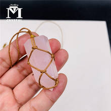 Natural pink Crystal Stone Pendant Necklace Hexagonal Pointed Gem Stone Pendulum rose quarz Healing Reiki Divination Yoga 2024 - buy cheap