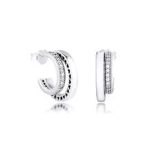 Authentic 925 Sterling Silver Clear CZ Pave Double Hoop Earrings for Women Wedding S925 Fine Jewelry Party Gift Brincos 2024 - buy cheap