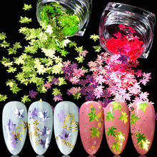 1Bottle Nail Glitter Flakes 3D Holographic Sequins Maple Leaf Shape Paillette Nail Art Decoration Charm Manicure Tools LA1555 2024 - buy cheap