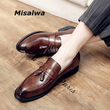 Misalwa oxford sapatos masculinos de negócios 2021 primavera outono à moda de alta qualidade borla vestido sapatos masculinos deslizamento-on mocassins 2024 - compre barato