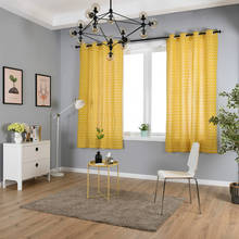 Cotton Linen Geometric Yellow Semi-Shading Curtains Living Room Bedroom Floor-To-Ceiling Curtains Kitchen Curtain Decoration 2024 - buy cheap