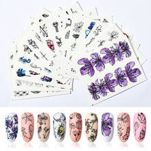 Four Lily 5pcs 3D Nail Art Sticker Flowers Design Adhesive Nail Art Water Transfer Stickers For DIY Manicure Water Decals 2024 - buy cheap