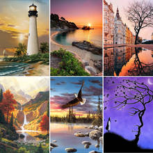 5D DIY Diamond Painting Landscape Sunset Beach Cross Stitch Diamond embroidery sea side mosaic Rhinestone Picture Home decor 2024 - buy cheap