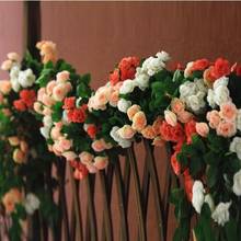 Rosa Artificial de seda de ratán para decoración del hogar, cadena de flores colgantes de ratán, romántica, de boda, 2,35 M 2024 - compra barato