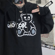 Harajuku loose hip hop streetwear black Gothic hoodie punk casual bear print cute chic funny winter warm women hooded sweatshirt 2024 - buy cheap