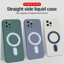 Capa de silicone líquido de luxo para iphone, proteção magnética original à prova de impacto macio, ideal para iphone 12 pro max, 12 pro, mag, capa segura 2024 - compre barato