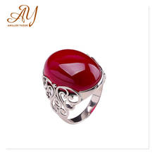 Женские кольца из серебра 925 пробы Anillos Yuzuk, ювелирные изделия, кольцо с овальной огранкой, синим, красным, зеленым агатом, свадебные подарки, регулируемый размер 2024 - купить недорого