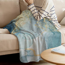 Cobertor de flanela estampado, manta abstrata de mármore, azul, lavável à máquina, cobertores para camas 2024 - compre barato