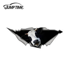 Jump Time 13cm x 4.8cm Cow Sticker 3D Car Styling Torn Metal Decal Wild Animal Funny Car Stickers Window Bumper 2024 - buy cheap