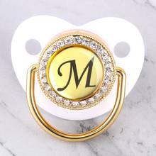 26 Golden Letters Luxury White Baby Pacifier With Rhinestones 0-12 Months Infant Newborn Silicone Dummy Soother Nipple 2024 - buy cheap