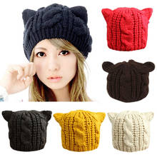 Women Lady Girls Winter Warm Knitting Wool Cat Ear Beanie Ski Hat Cap 2024 - buy cheap