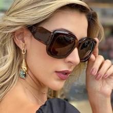 2021 Sunglasses Women Luxury Brand Oversized Brown Style Sleek Square Sun Glasses Big Frame Fashion Sunglasses Female Driving 2024 - купить недорого
