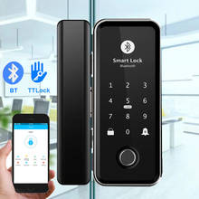 TTlock App Bluetooth Control Glass Door Lock Electronic Digital Code RFID Biometric Fingerprint Smart Lock for Office 2024 - buy cheap