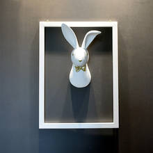 Decoración de pared 3D Simple, escultura de conejo rogue, adornos de cabeza de animal de resina, fondo creativo, decoraciones de pared 2024 - compra barato