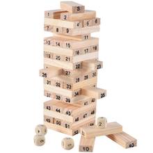54Pcs Wooden Tower Toy Set Stacker Board Building Blocks Educational Kids Gifts 2024 - buy cheap
