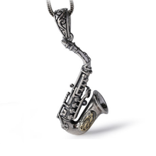 Colgante creativo Musical de saxofón de plata auténtica S925, joyería personalizada con símbolo Musical, Collar de plata 2024 - compra barato