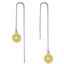 100% 925 Sterling Silver Elegant Lemon Fruit Female Long Tassel Stud Earrings Promotion Christmas Gift Never Fade Women Cheap 2024 - buy cheap