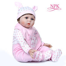 55CM lifelike reborn baby doll  soft real cuddly baby girl in pink rabbit dress high quality silicone weighted doll 2024 - buy cheap