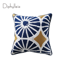 Diphylleia-funda de cojín texturizada de algodón, diseño exclusivo de la rueda de la feliz, funda de almohada geométrica china, 45x45cm 2024 - compra barato