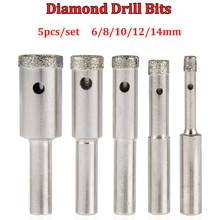 5 pçs diamante revestido núcleo buraco viu broca conjunto ferramentas para telhas de vidro mármore cerâmica corte bit ferramenta 6/8/10/12/14mm 2024 - compre barato