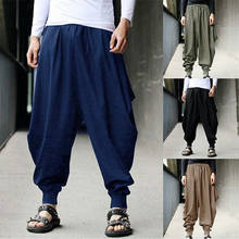 Homem adulto estilo japonês harem calças hip hop streetwear larp capris calças soltas bottoms viking pirata medieval cosplay traje 2024 - compre barato