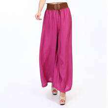  Cotton Linen pants Women Bohemia Wide Trousers with belt Summer thin casual vintage pants Korean pants    2024 - buy cheap