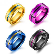 Miqiao anel de titânio com ranhuras, acessório de joia colorido vape para homens e mulheres, para casamento e noivado 2024 - compre barato