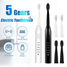 Escova de dentes elétrica ultra sônica, carregamento usb recarregável, lavável, branqueamento eletrônico, escova de dentes 2024 - compre barato