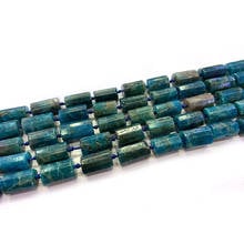 Cuentas de piedra de apatita azul para fabricación de joyas, 10x14-16mm, cuentas sueltas artesanales con forma de barril, accesorios de 15 pulgadas 2024 - compra barato