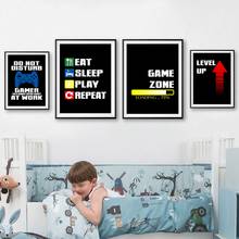 Jogos citações arte pintura console jogo lona posters e cópias de vídeo jogo parede fotos meninos decoração do quarto gamer presente 2024 - compre barato