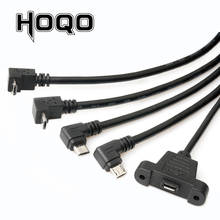 90 degree left Right angle micro-usb port male to female lock connector micro usb panel mount extension cable with screw mount 2024 - купить недорого