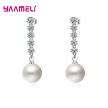 Flash Deals Freshwater Pearl Earring Row Crystal Inlay Dangle Earring For Women High Quality 925 Sterling Silver Drop Earring 2024 - buy cheap