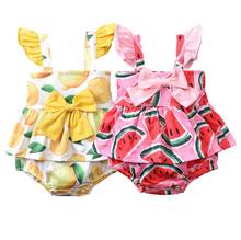 Summer Baby Girls Romper Watermelon/Lemon Print Ruffled Sleeveless Jumpsuit with Bowknot Baby Rompers 0-12 Months 2024 - buy cheap
