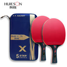 Huieson raquete de tênis de mesa 3 estrelas/5 estrelas, raquete de ping pong com punho curto ou longo, raquete de borracha com espinhas duplas 2024 - compre barato