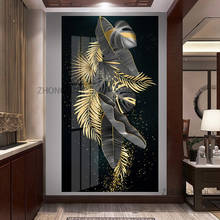 Cuadro sobre lienzo para pared, carteles de hojas doradas e impresiones imágenes para la pared, decoración para sala de estar 2024 - compra barato