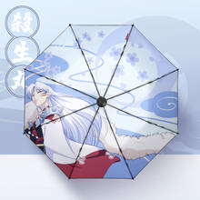 Inuyasha shoumaru guarda-sol estampado portátil, guarda-chuva dobrável para cosplay, acessório decorativo para meninos e meninas, 1 peça 2024 - compre barato