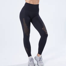 NORMOV Workout Women Leggings Seamless Solid Hollow Out Ankle Length Spandex Leggins Fitness High Waist Push Up Leggings 2024 - buy cheap