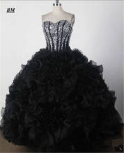 Черное пышное платье 2019 милое Бальное Платье милое 16 платье с бисером вечерние платья для выпускного вечера дебютантное платье Vestido De 15 Anos BM177 2024 - купить недорого