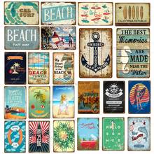 Summer Beach Metal Tin Sign Surfboard Vintage Metal Plaque Retro Painting Poster Wall Picture Bar Cafe Home Decor Wall Sticker 2024 - buy cheap