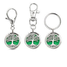 Tree of Life Diffuser Keychain 30mm 316L Stainless Steel Jewelry Aromatherapy Locket Lobster Clasp Keychain With 10pcs Pads Gift 2024 - buy cheap