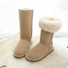 Botas de nieve de piel de oveja auténtica para mujer, Zapatos altos de piel Natural, gran oferta, 2021 2024 - compra barato