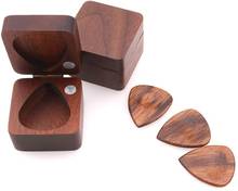 Solid Wood Guitar Pick Box Black Walnut Case Holder Organizer for Guitarist Musician Gift 3 picks Stringed Musical Instruments 2024 - buy cheap