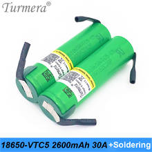 Turmera 30a bateria de níquel para solda 18650 vtc5 2600mah para chave de fenda bateria de furadeira elétrica 12v 16.8v 18v 25v e uso de bicicleta eletrônica 2024 - compre barato