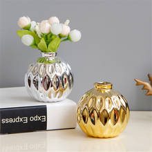 Роскошная золотая керамическая ваза с гальваническим покрытием, серебряная сухая Цветочная бутылка, Скандинавская банка для хранения, настольный декоративный Органайзер, ваза 2024 - купить недорого