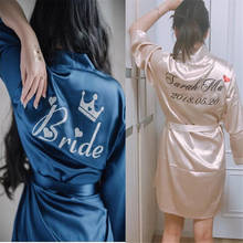 customize lace crown hearts bridal robe monogram bachelorette dressing gown bridesmaid silk kimono robes sisier of groom gift 2024 - buy cheap