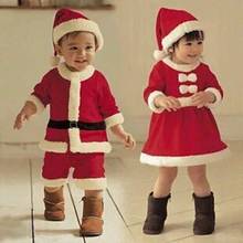 2019 г. Рождественский комплект одежды для детей, костюм Санта-Клауса для малышей рождественское платье с шапочкой, Новогодняя одежда для мальчиков и девочек 2024 - купить недорого