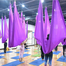 7*2.8 m yoga hammock cor sólida anti gravidade yoga balanço aérea de seda ar interior fitness conjunto completo 23 cores cintos treinamento yoga 2024 - compre barato