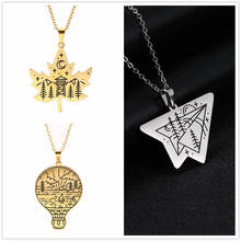 Skyrim Fashion Maple Leaf Lamp Paper Plane Pendant Necklace Women Stainless Steel Golden Choker Chain Necklaces Jewelry Gift 2024 - buy cheap
